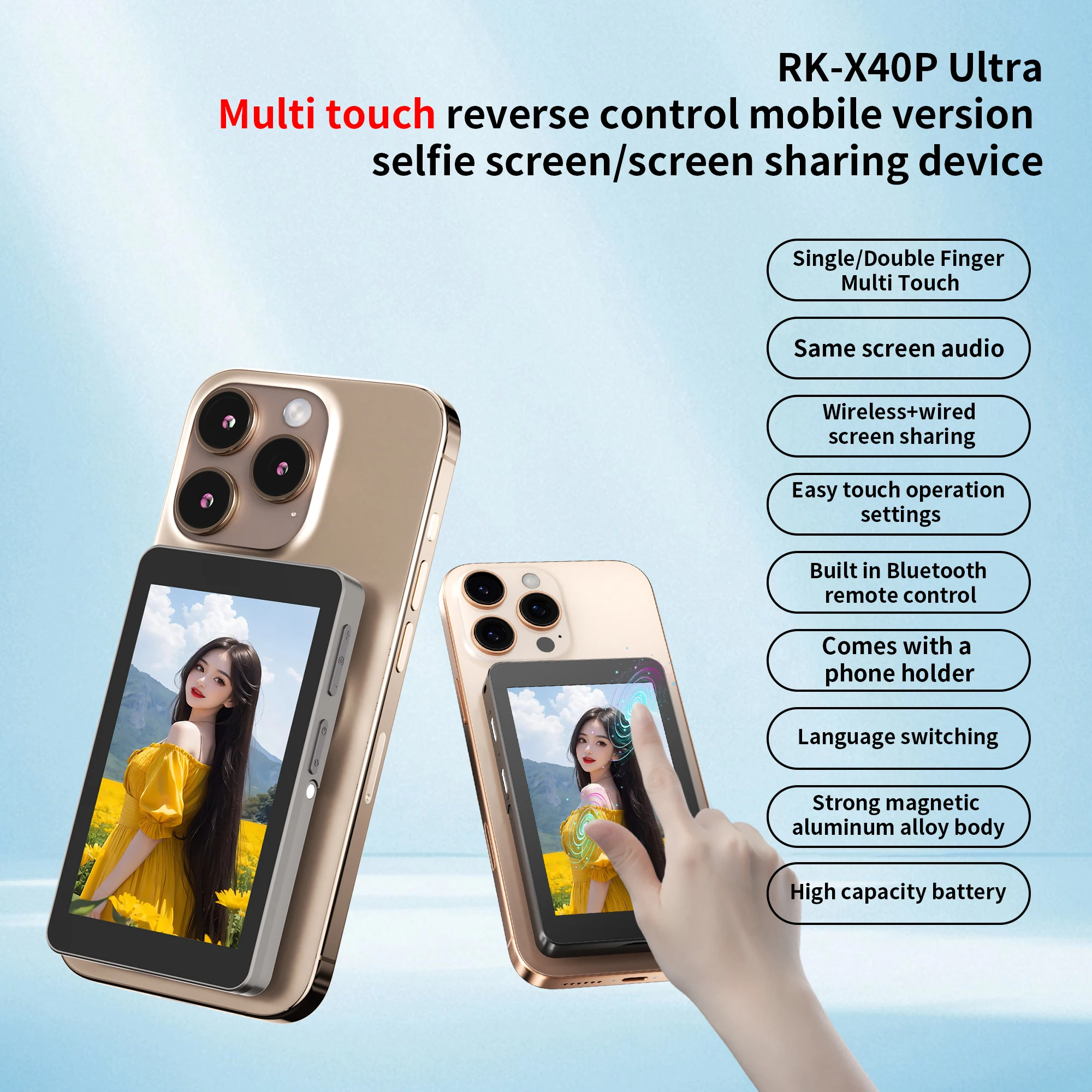 X40P Phone for Vlogging Touch Screen Monitor Focus Adjustment for Selfies Live Streaming Short Videos Gaming Feature Charging - Image 3