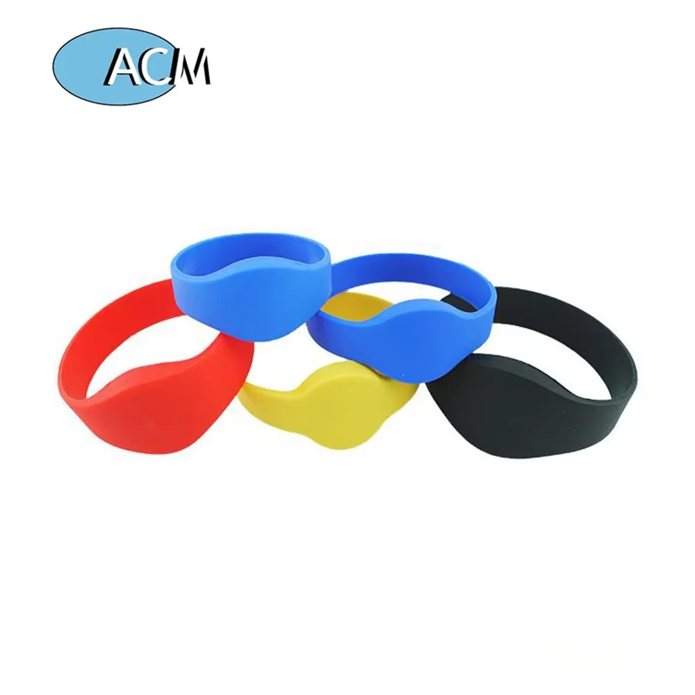 Factory Wholesale RFID Silicon Waterproof Wristband Bracelet 125kHz/13.56MHz EM MF Custom Oval Shape for Access Control Pack of 50