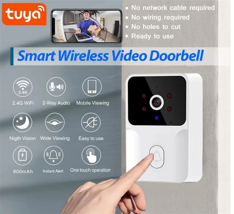 Tuya Mini Smart Doorbell with Dingdong Chime Wireless WiFi Video Intercom Home Security Entry Access Door Bell Camera - Image 3