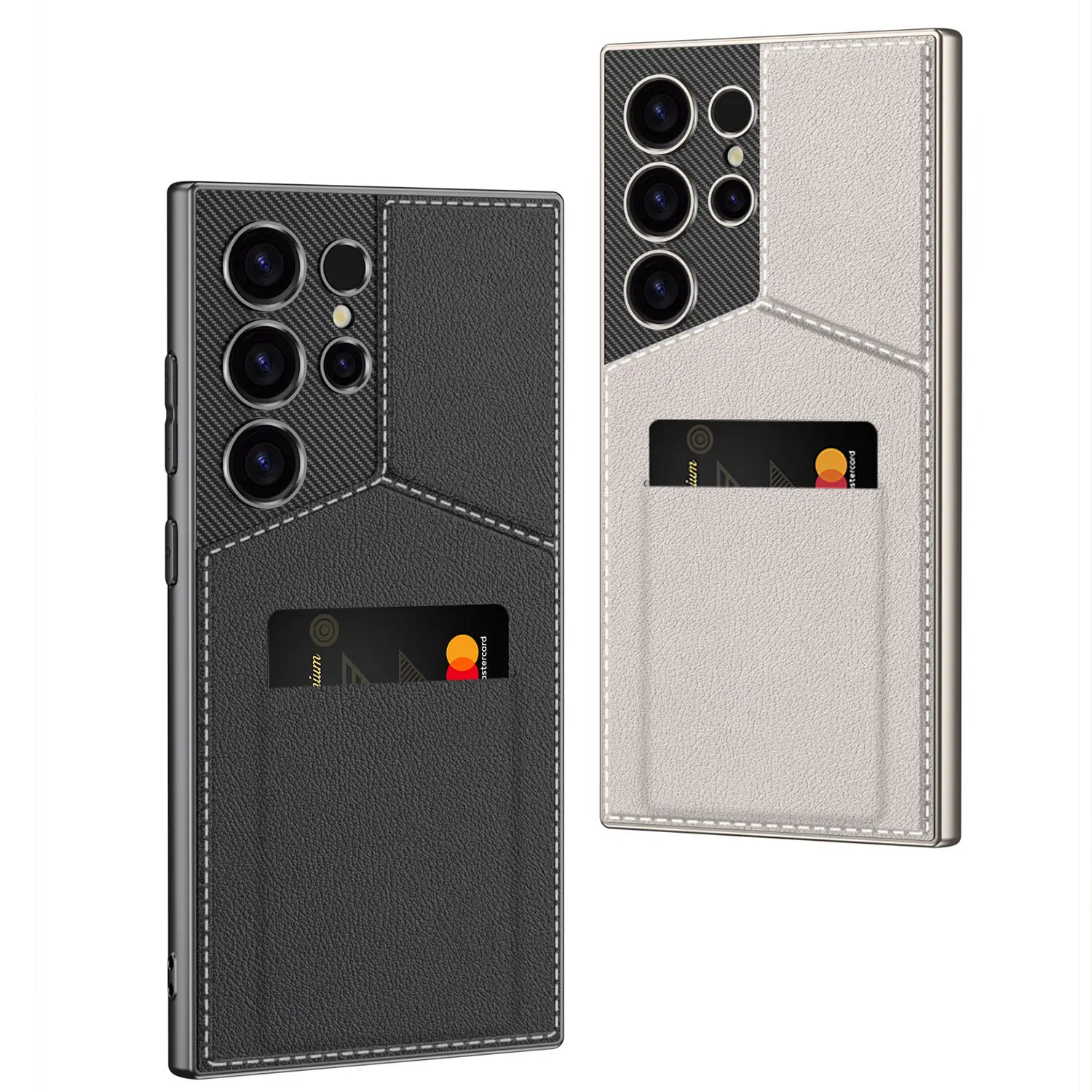 For S24/S23 Ultra PC Mobile Phone Bags with Card Holder Shockproof Street Fashion Design Hot Stamping Pack of 2 - Image 2