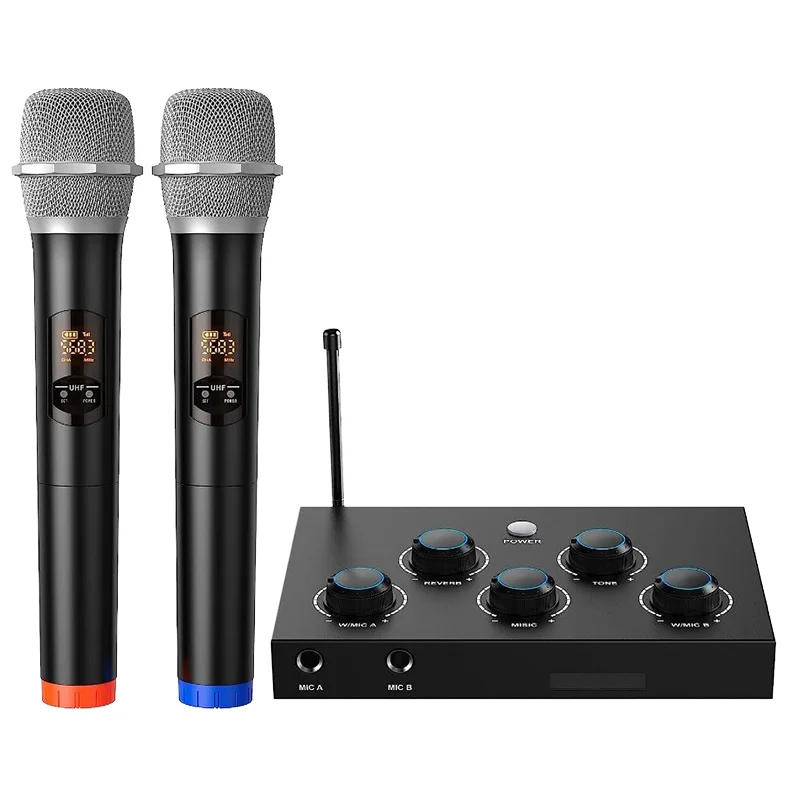 Karaoke Digital Mixer Audio Effect BT Wireless Microphone Karaoke Home Systems Dual Uhf Wireless Microphone for House Karaoke