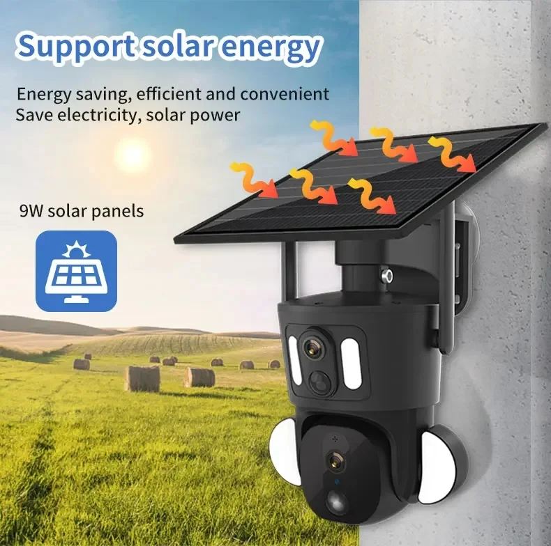 Dual Lens CCTV Camera Human Motion Tracking 4G&WIFI Dual Len Linkage IP PTZ Camera with Solar Panel & Battery - Image 3