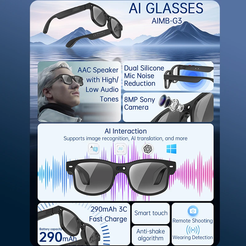 Multiple Frame Colors Lenses Smart Glasses Language Translator Artificial Intelligence Eyes Glass with Camera Ai Smart Glasses Pack of 2 - Image 4