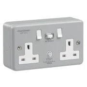 Greenbrook Socket RCD Twin Switched Passive 10Ma Metal