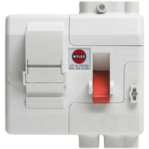 Wylex 100A DP, Insulated Enclosed, Domestic Switch Fuse with 80A Fuse Fitted