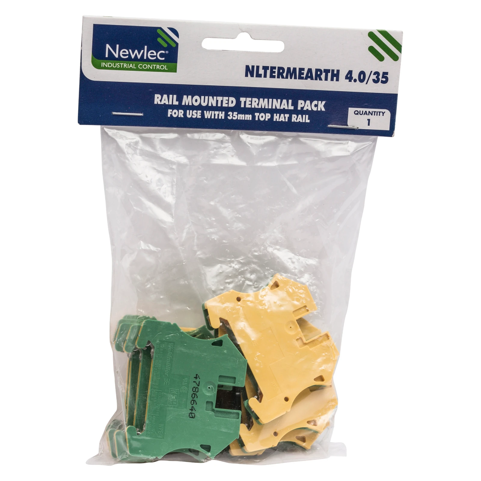 Newlec Terminal Pack 4.0mm² Green/Yellow for Din Rail Mounting - Image 2
