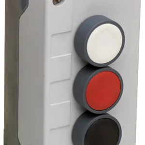 Europa White / Red / Black, 2 N/O+1N/C 3 Position Plastic Control Station IP65