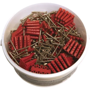 Newlec Trade Tub Red Wall Plugs+No4 x 40mm Countersunk Wood Screws