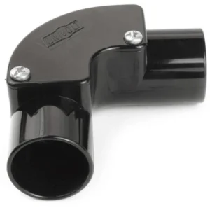 Newlec 20mm PVC Conduit Inspection Elbow 2 Part Snap Together Black [Pack=10]