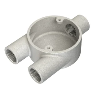 Newlec 20mm Steel Conduit Y/Trouser Box 3 Way Malleable Galvanised Steel
