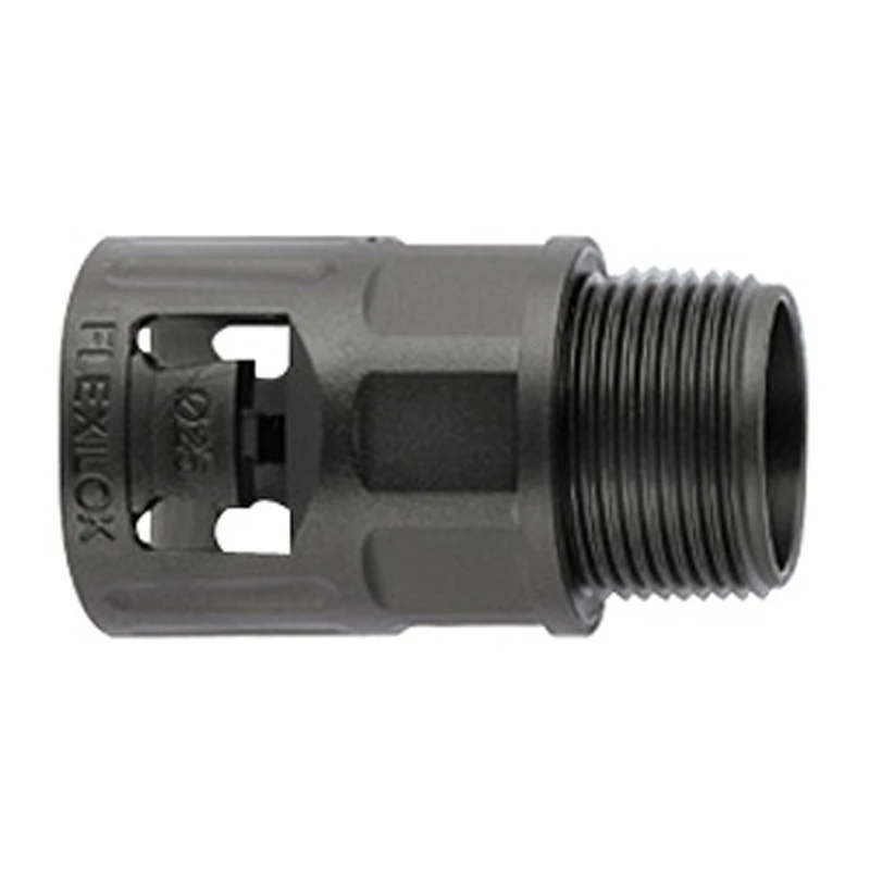 Flexicon Connector Straight Fixed External Thread M25 Black