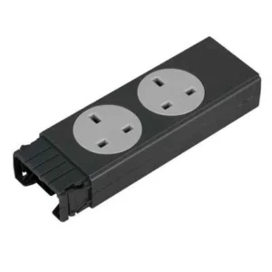 Legrand Module 2 Gang Socket Fixed 90° Angle Double Pole+Earth Grey