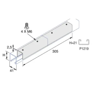 Unistrut Coup Internal For Channel 41X21mm Pg