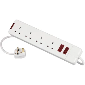 Newlec Trailing Socket Lead 4 x 13A Unswitched Sockets 4 Meter Lead White