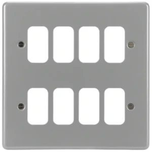 Hager Grey Metal Grid Plate 8 Gang