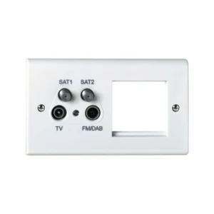 Deta Socket Quadplexer TV+Fm/Dab+Satin1+Satin2 White 2 Module Cut-Out