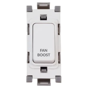 Deta Grid Switch Double Pole Module 20A White Marked Fan Boost
