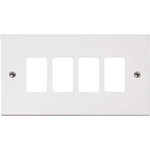 Click Scolmore Polar White 4 Gang GridPro Frontplate