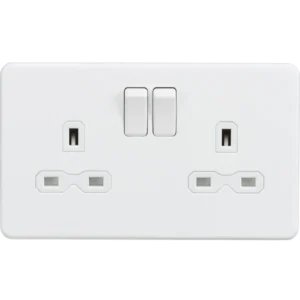 Knightsbridge MLA Screwless 13A 2G DP switched socket - Matt white