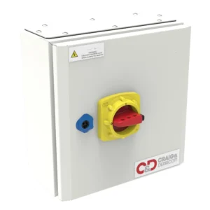 Craig & Derricott Switch Disconnect Isolator Triple Pole+Neutral Link 63A Grey Metal Hinged