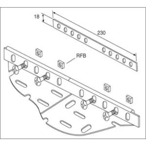 Unistrut Coupler Strut For Medium Dty Tray 230X18mm Steel Hot Dipped Galvanised