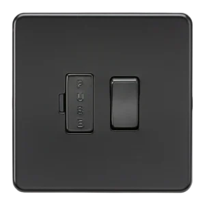 Knightsbridge MLA Screwless 13A Switched Fused Spur Unit - Matt Black with black fuse cover