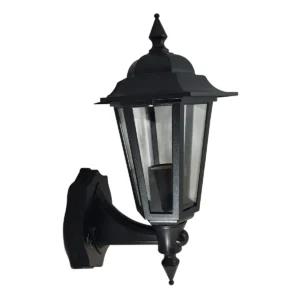 Deta Lantern 6 Panel Coach PIR 100W Black Aluminium