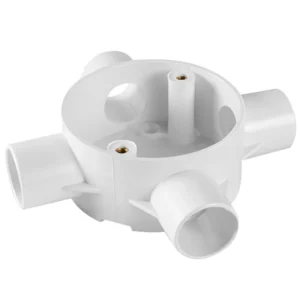 MK Electric Circular Box Intersection 4 Way 20mm White PVC-U