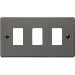 Click Scolmore Victorian Black Nickel Black Gasket 3 Gang GridPro Frontplate