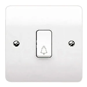 MK Electric Plate Switch 1 Gang SP Push Bell Symbol 10A White