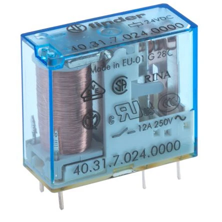 Finder Relay Miniature PCB 1P Co 3.5mm Pin 10A 24V DC