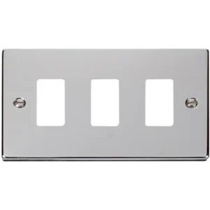 Click Scolmore Victorian Polished Chrome 3 Gang GridPro Frontplate