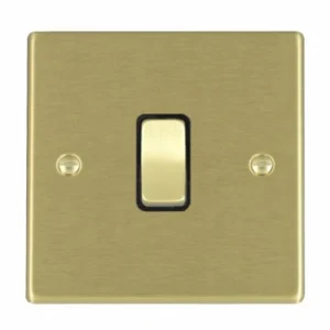 Hamilton Switch Rocker 1 Gang 2 Way 10A 88X88mm Satin Brass/Satin Brushed Black Insert