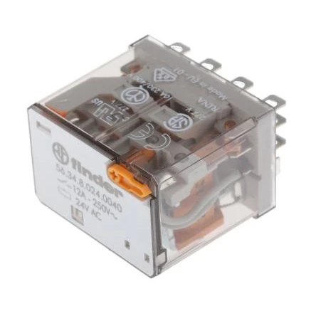 Finder Relay Plug-In Power 4P Co Lockable 12A 24V Ac Test Button&M - Image 2