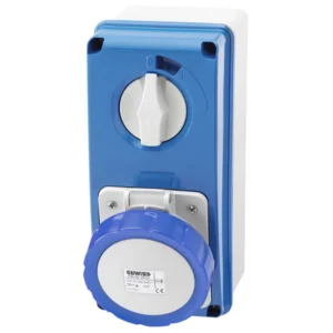 Gewiss Socket Double Pole+Earth Vertical Interlock 32A 230V Blue Owb 6H Sbf