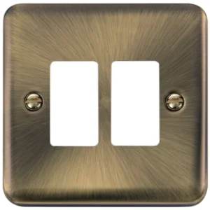 Click Scolmore Front Plate Deco Plus 2 Gang Antique Brass