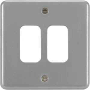 Hager Grey Metal Grid Plate 2 Gang