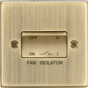 Knightsbridge MLA 10AX 3 Pole Fan Isolator Switch - Square Edge Antique Brass