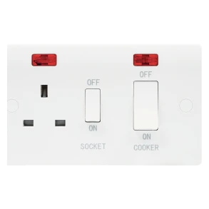 Newlec White Slimline Curved 45A Cooker Control Unit with Neon - Image 2