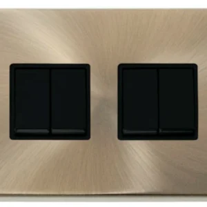 Click Scolmore Victorian Antique Brass 10AX 4 Gang 2 Way Plate Switch Black Insert