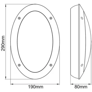KSR Lighting Bulkhead LED Oval Plain 12W White 4000K