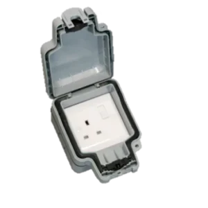 Hamilton Socket 1 Gang Switched Outlet - Lockable IP66 13A Grey