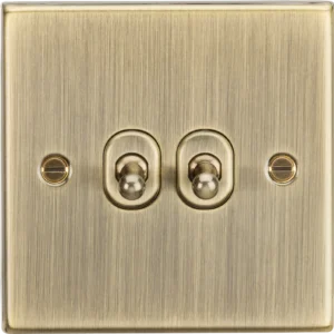 Knightsbridge MLA 10AX 2G 2 Way Toggle Switch - Square Edge Antique Brass