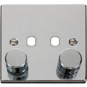 Click Scolmore Victorian Polished Chrome 2 Gang Unfurnished Dimmer Plate & Knobs (800W Max) 2 Apertures