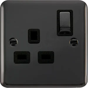 Click Scolmore Socket Ingot 1 Gang DP Switched 13A Black Nickel Black Insert