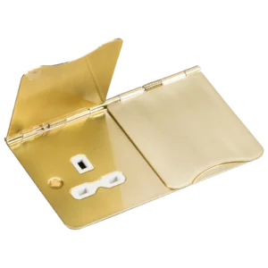 Knightsbridge MLA 13A 2G unswitched floor socket - brushed brass with white insert