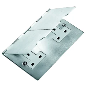 Hamilton Socket 2 Gang Unswitched Floor 13A 94 x 144mm Satin Steel White