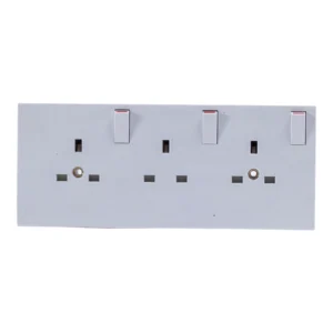 Newlec Socket Converter Square Edge 2 Gang to 3 Gang 13A White