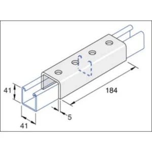 Unistrut Connect U Shaped 4 Holes For 2 Deep Channel Steel Hot Dipped Galvanised