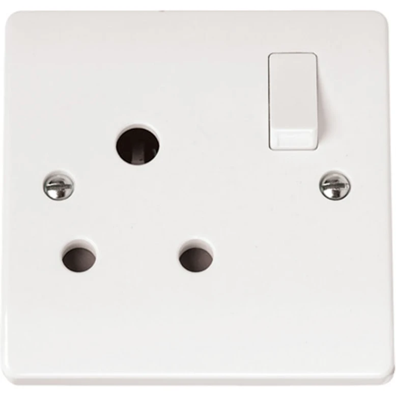 Click Scolmore Socket 1 Gang Switched Round Pin 15A White